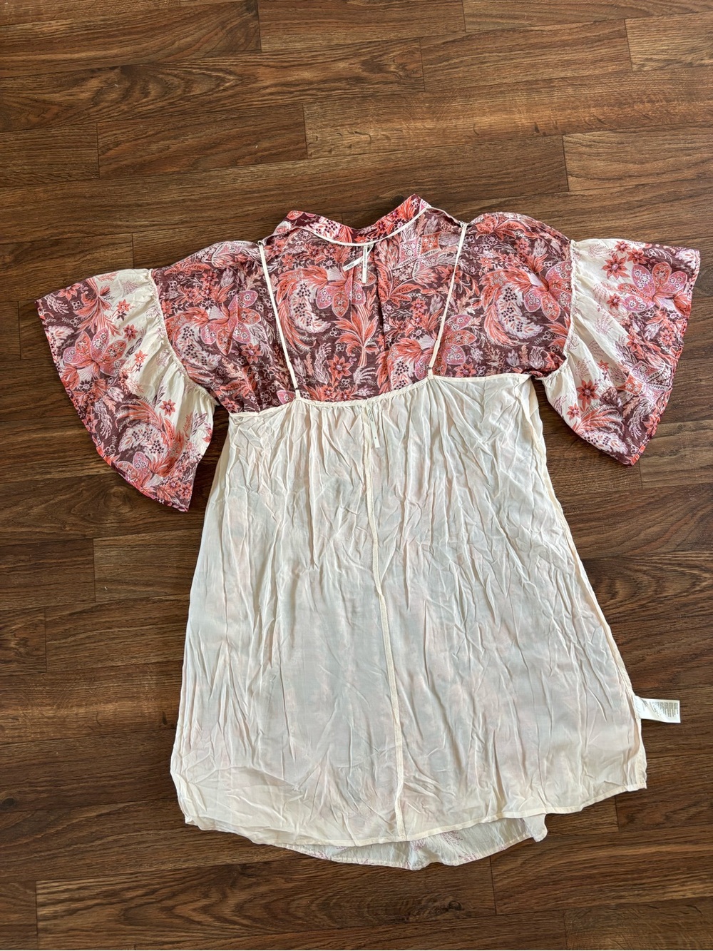 Anthropologie Janelle Floral Button Front Mini Tunic Dress Pink Combo XL - Picture 10 of 13